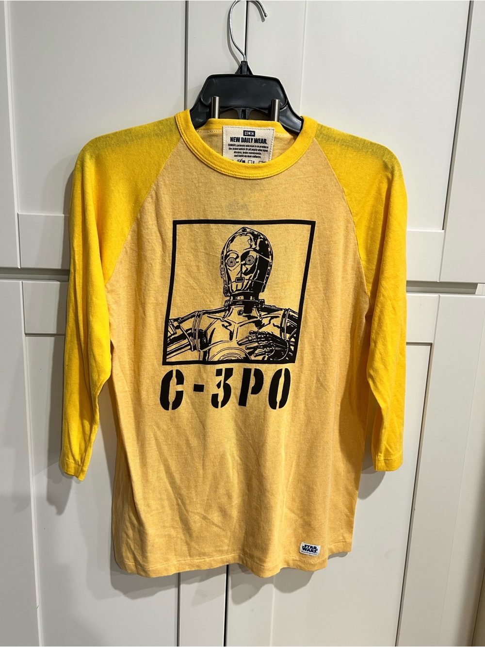 Edwin Yellow Raglan Long Sleeve Tee with Black C-3PO Graphic